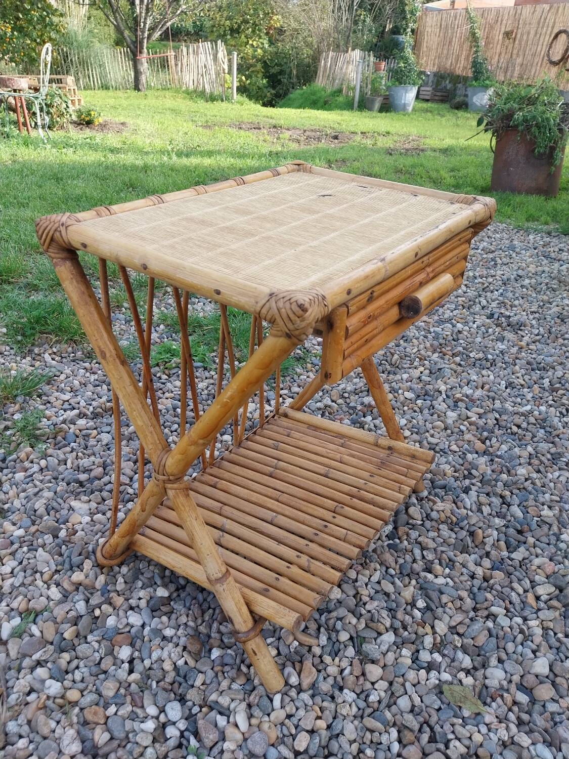 Rattan bedside table