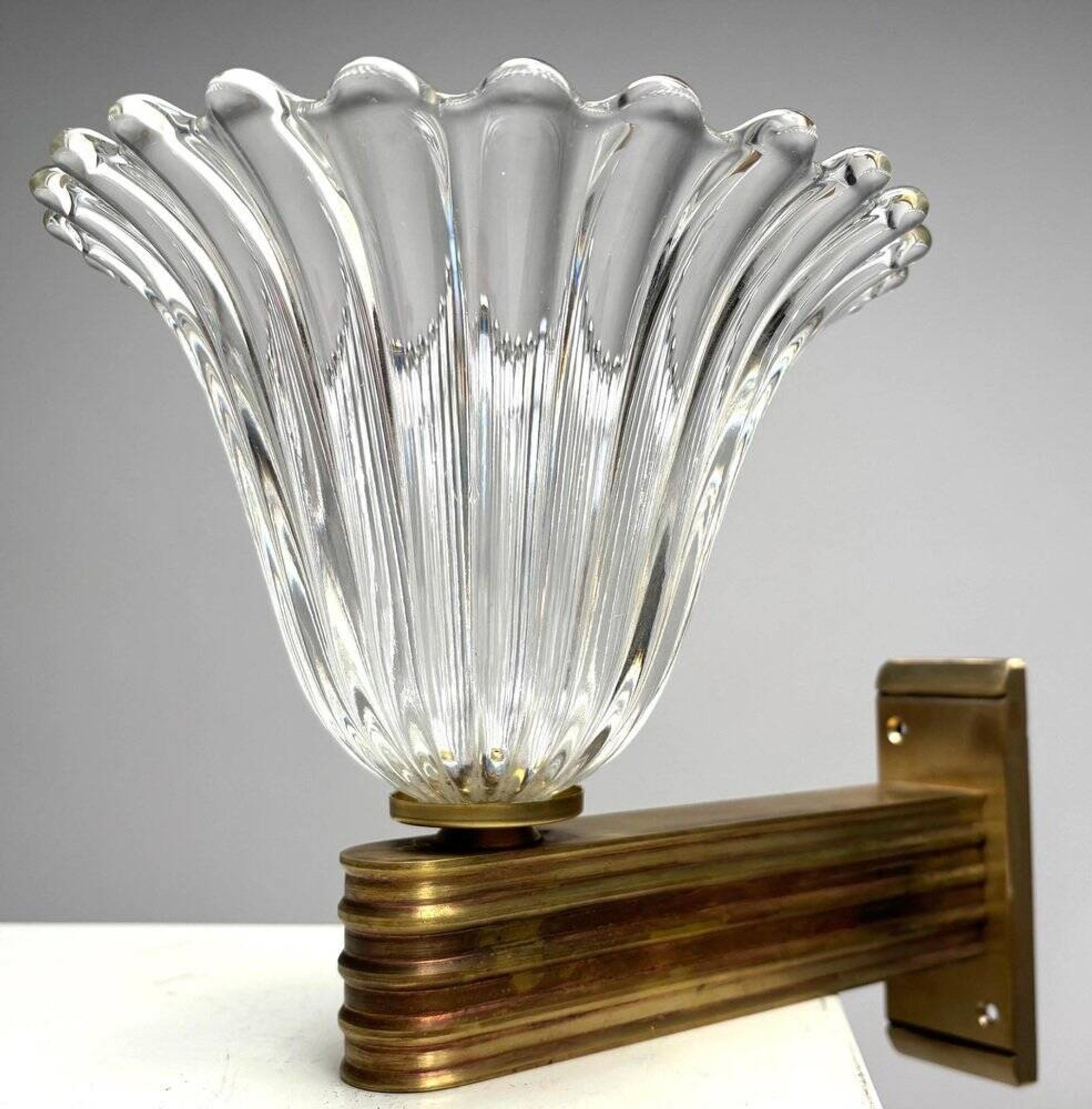 Murano Glass Wall Lamps attributed to Ercole Barovier, Italy, 1940s, Set of 4