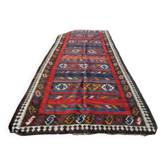 Tapis Kilim vintage en laine - 355x155cm