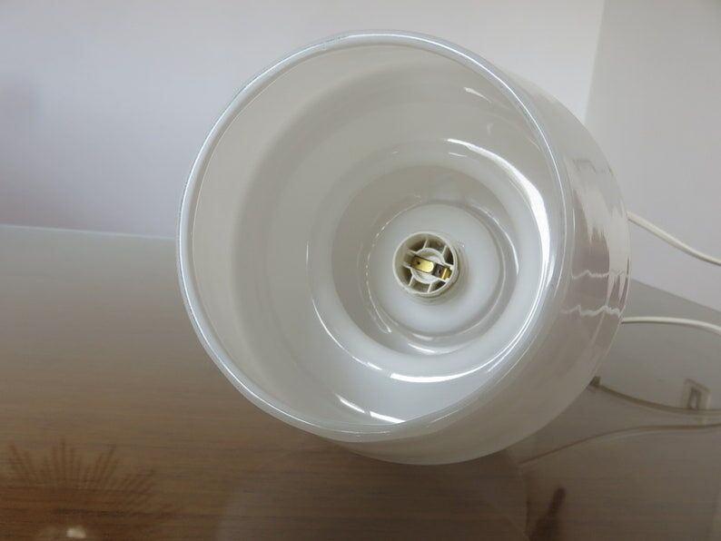Lamp " mushroom " in white opaline 80s