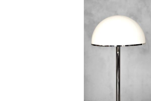 Rare Vintage Swedish Chrome & White Acrylic Floor Lamp NAFA type 504