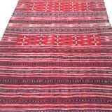 Carpet kilim red and black in pure wool handmade 127 x 213 cm
