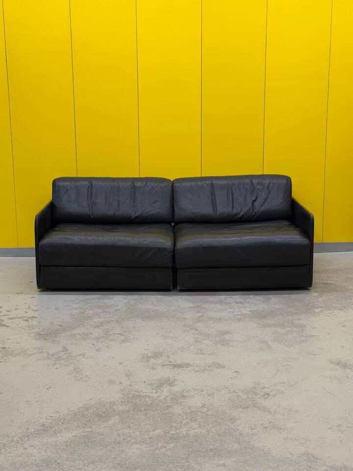 De Sede DS-76 Modular 2-Seater Sofa / Sofa Bed – Black Leather (1970s)