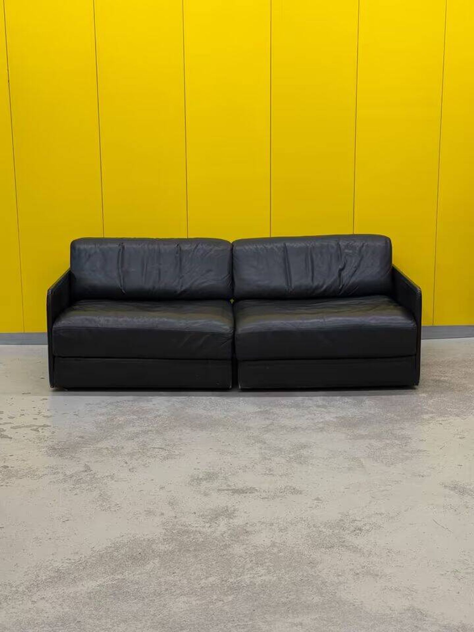 De Sede DS-76 Modular 2-Seater Sofa / Sofa Bed – Black Leather (1970s)