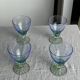 Set of 4 large blue and green glasses H14 D10