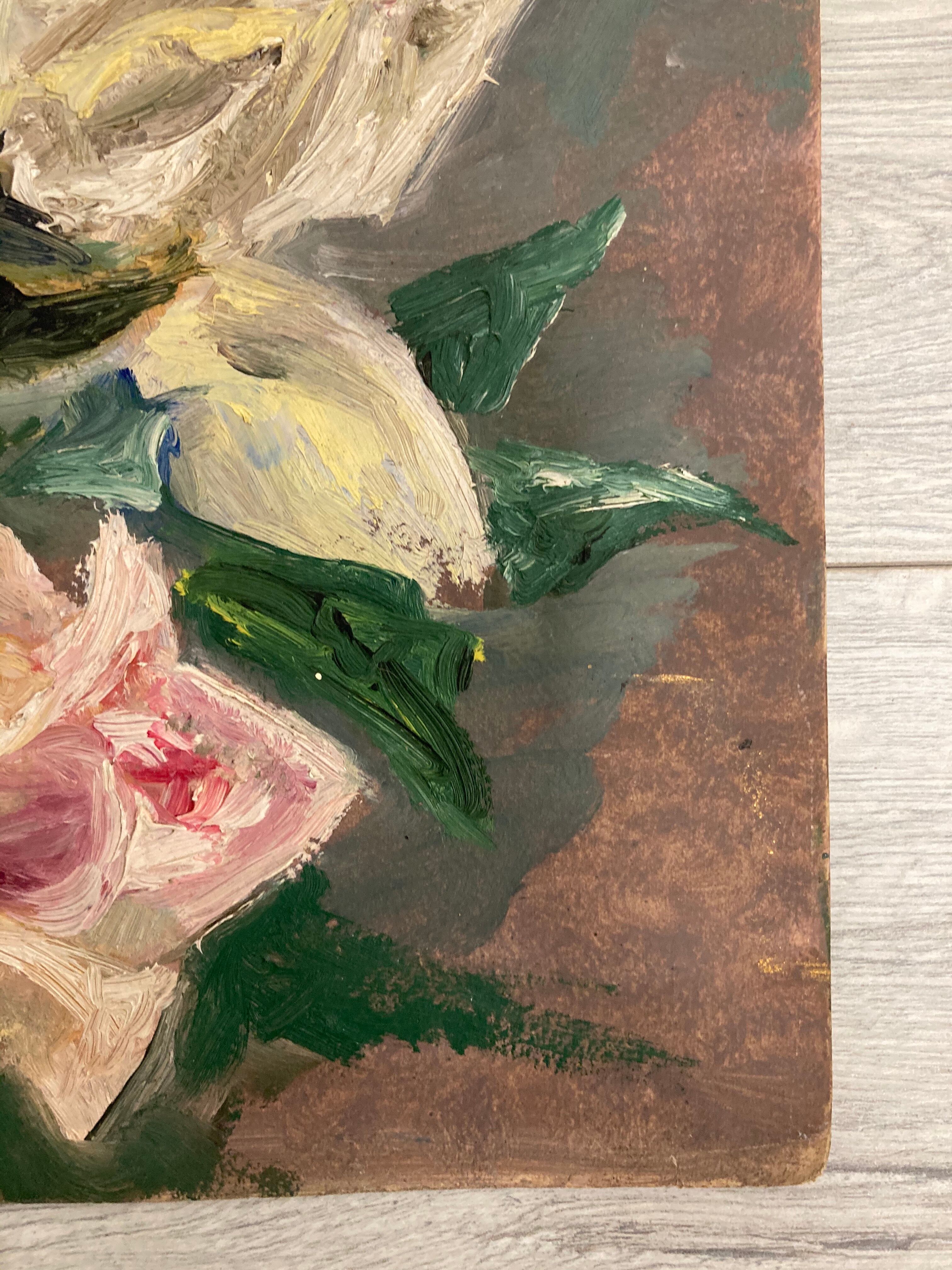 Peinture aux roses vintage