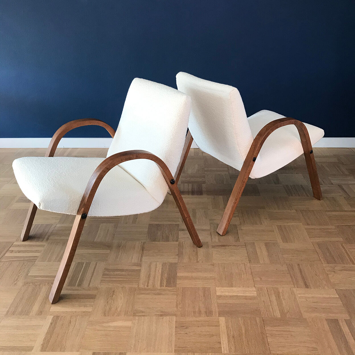 Ensemble de 2 fauteuils en tissu bouclé par Hugues Steiner pour Steiner, années 1960