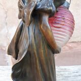 Art nouveau bronze lamp, by léo laporte blairsy et daum