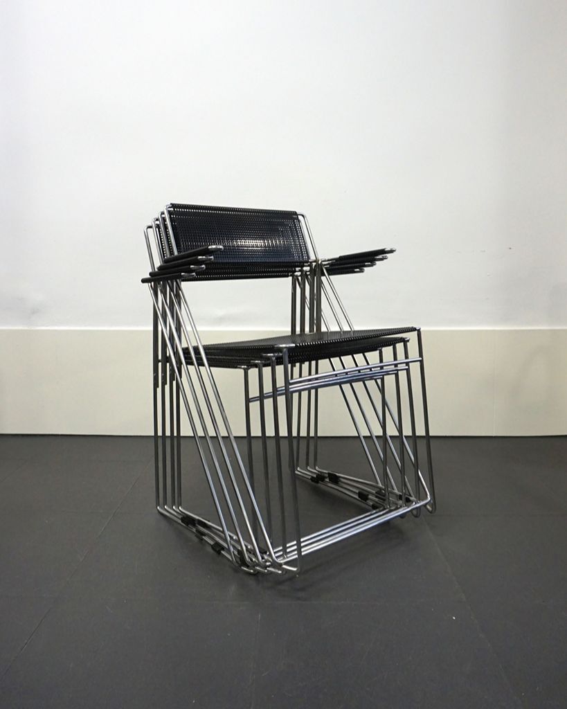 4 X line chairs with armrests designed by Niels Jørgen Haugesen