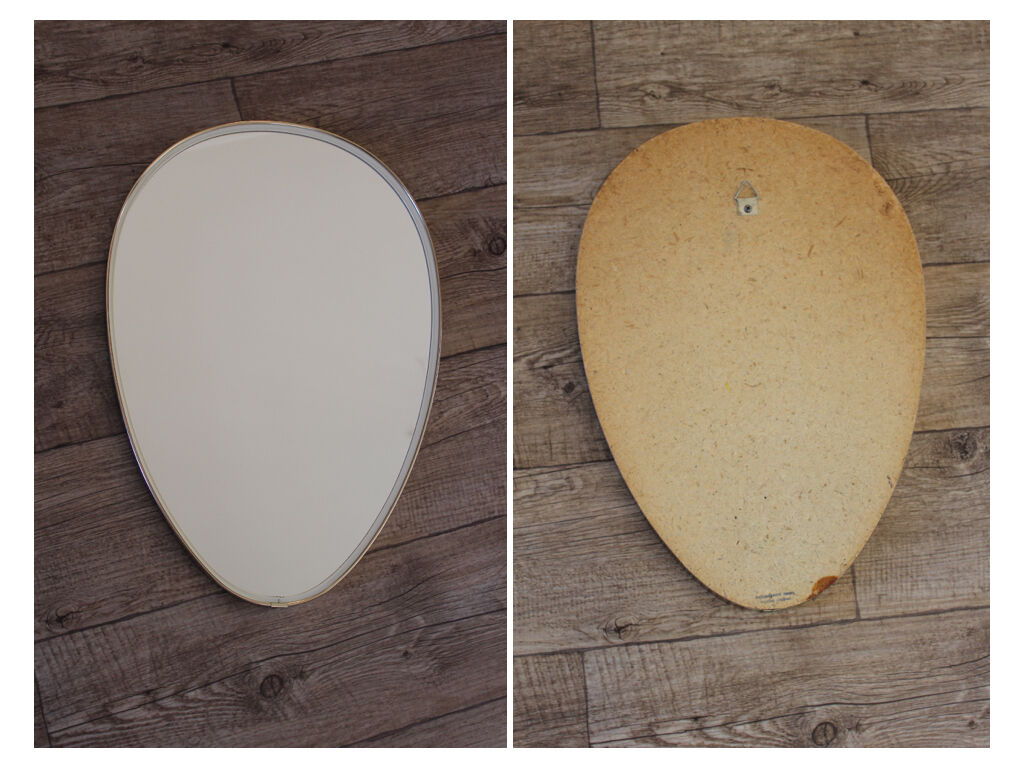 Asymmetric mirror, form free vintage 48 x 33cm
