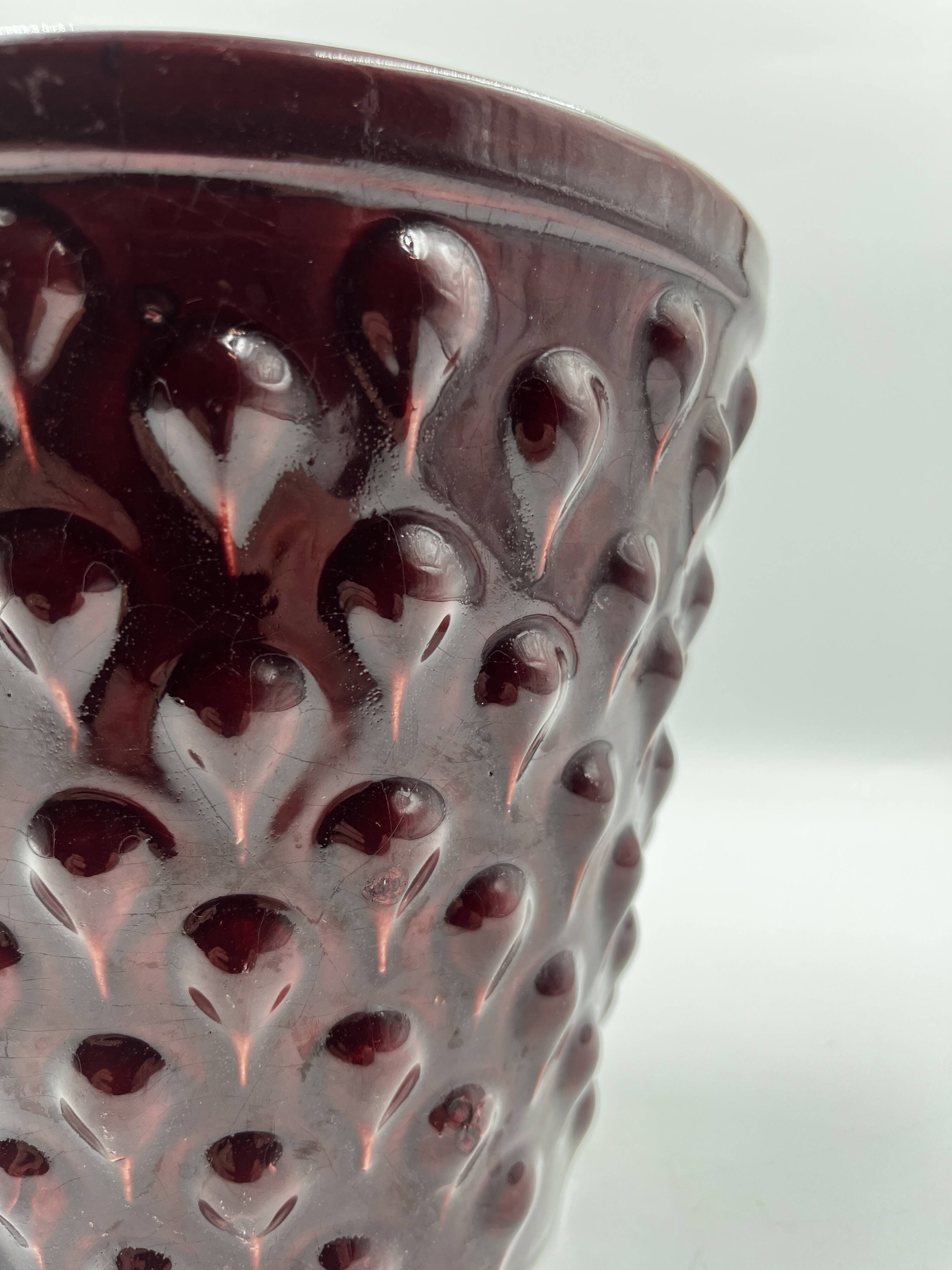 Burgundy ceramic planter