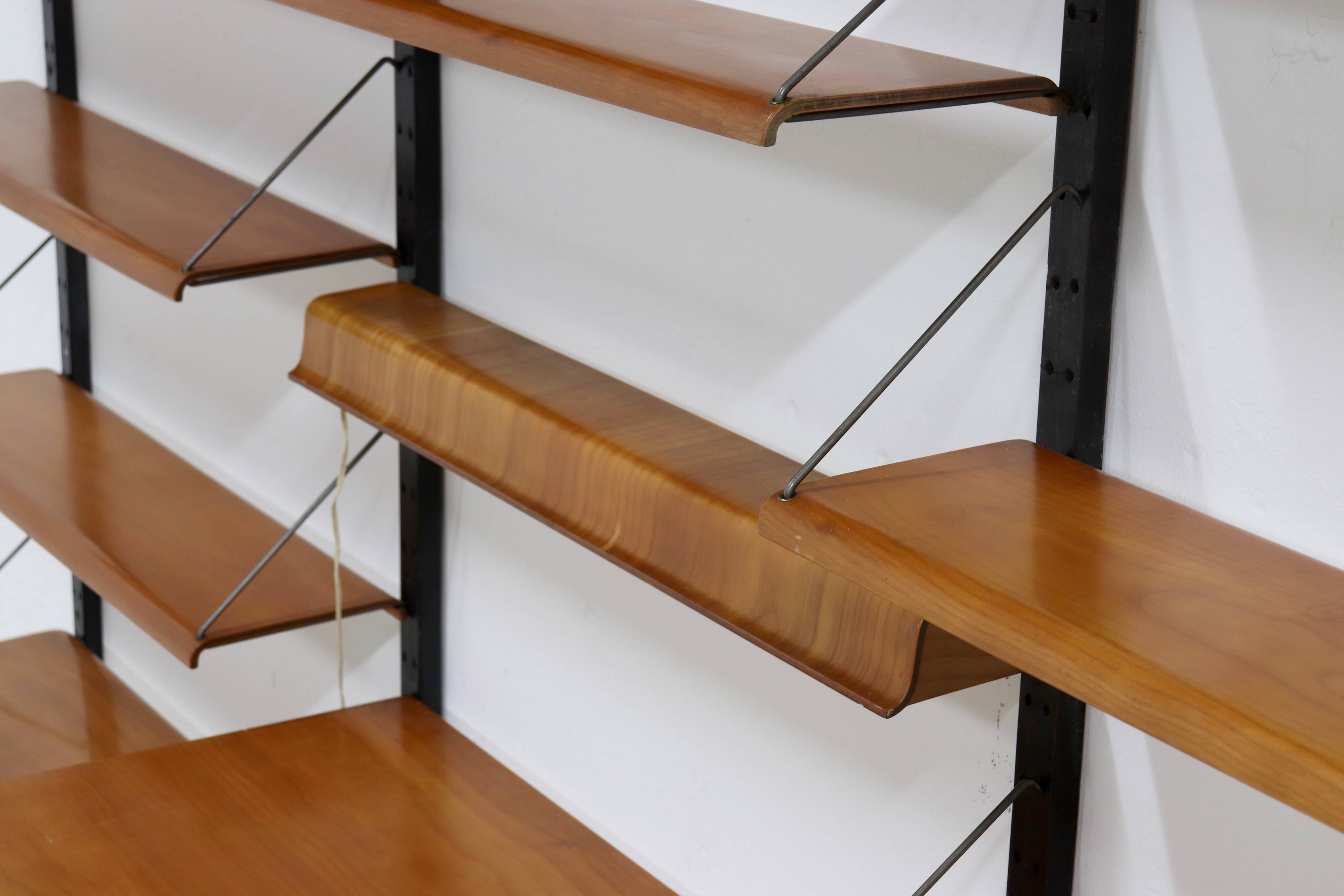 Rare Scandinavian Wall Mounted Plywood Shelving Unit 1950s