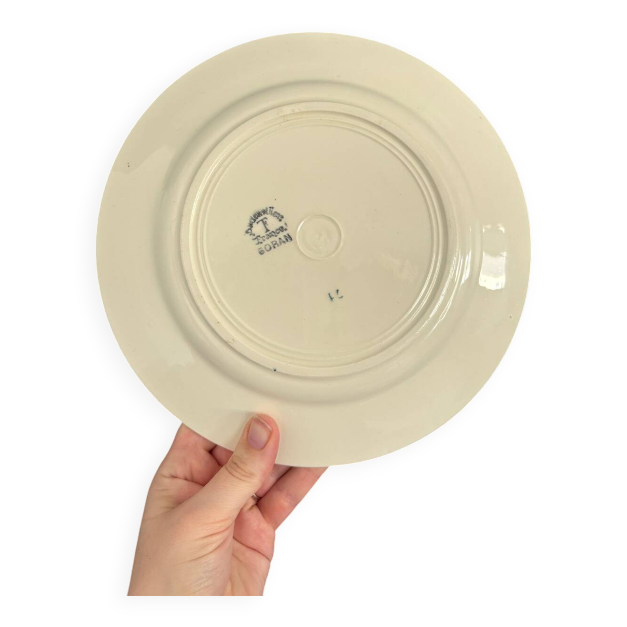 Set of 8 Badonviller France Earthenware Flat Plates, Boran Vintage Model