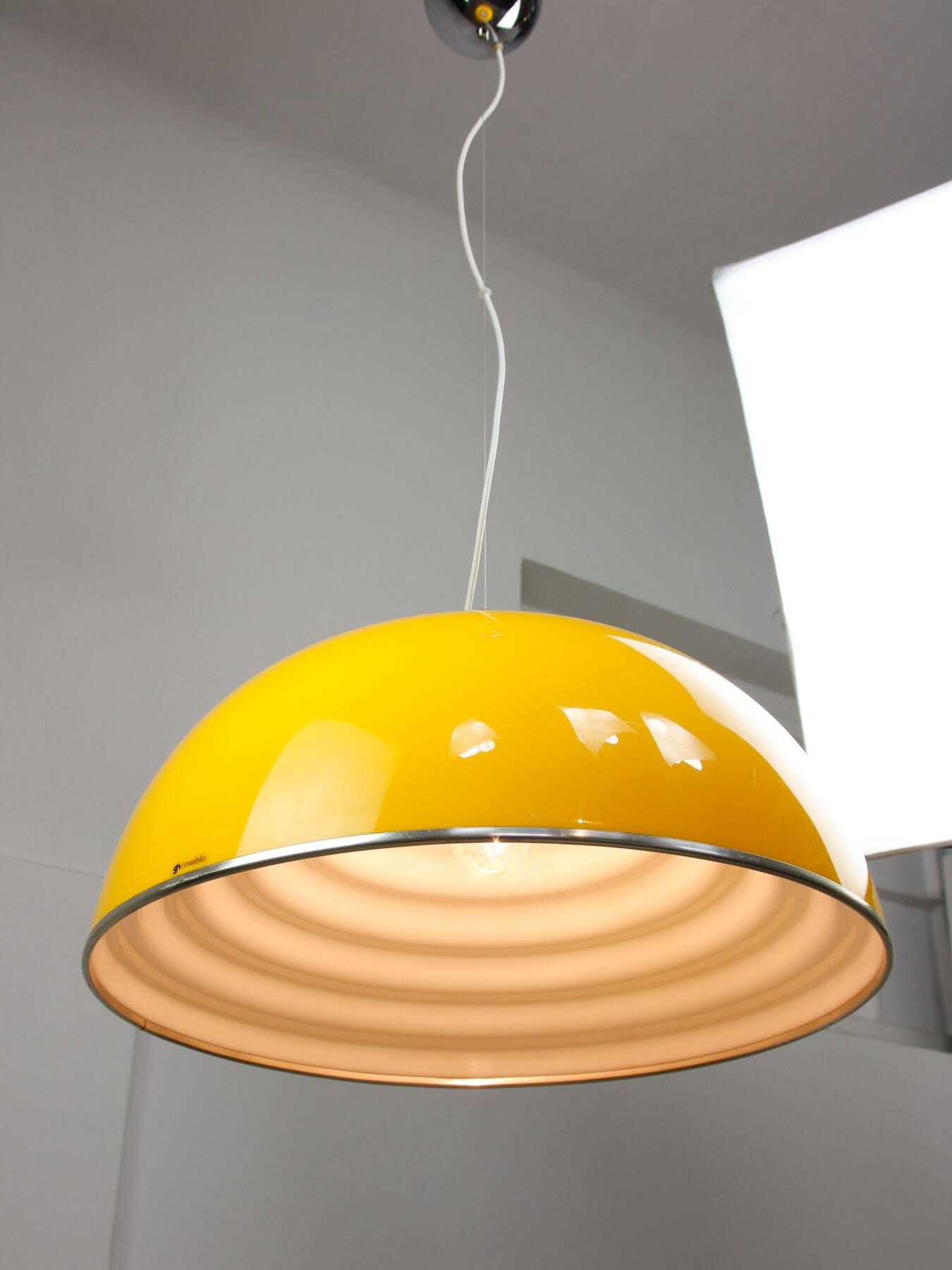 Rare Large Yellow Space-age Pendant from Guzzini, 1970s