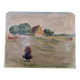 Oil painting on cardboard, rural landscape, early 20th century