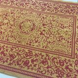 Ancien tapis brodé d'entrée de couloir passage intérieur coton