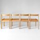 Set of four Italian oak dining chairs with Vienna straw seats, 1970s