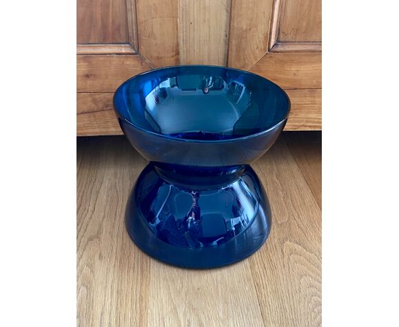Vase diabolo en verre bleu XL Anne Nilsson pour Ikea | Selency