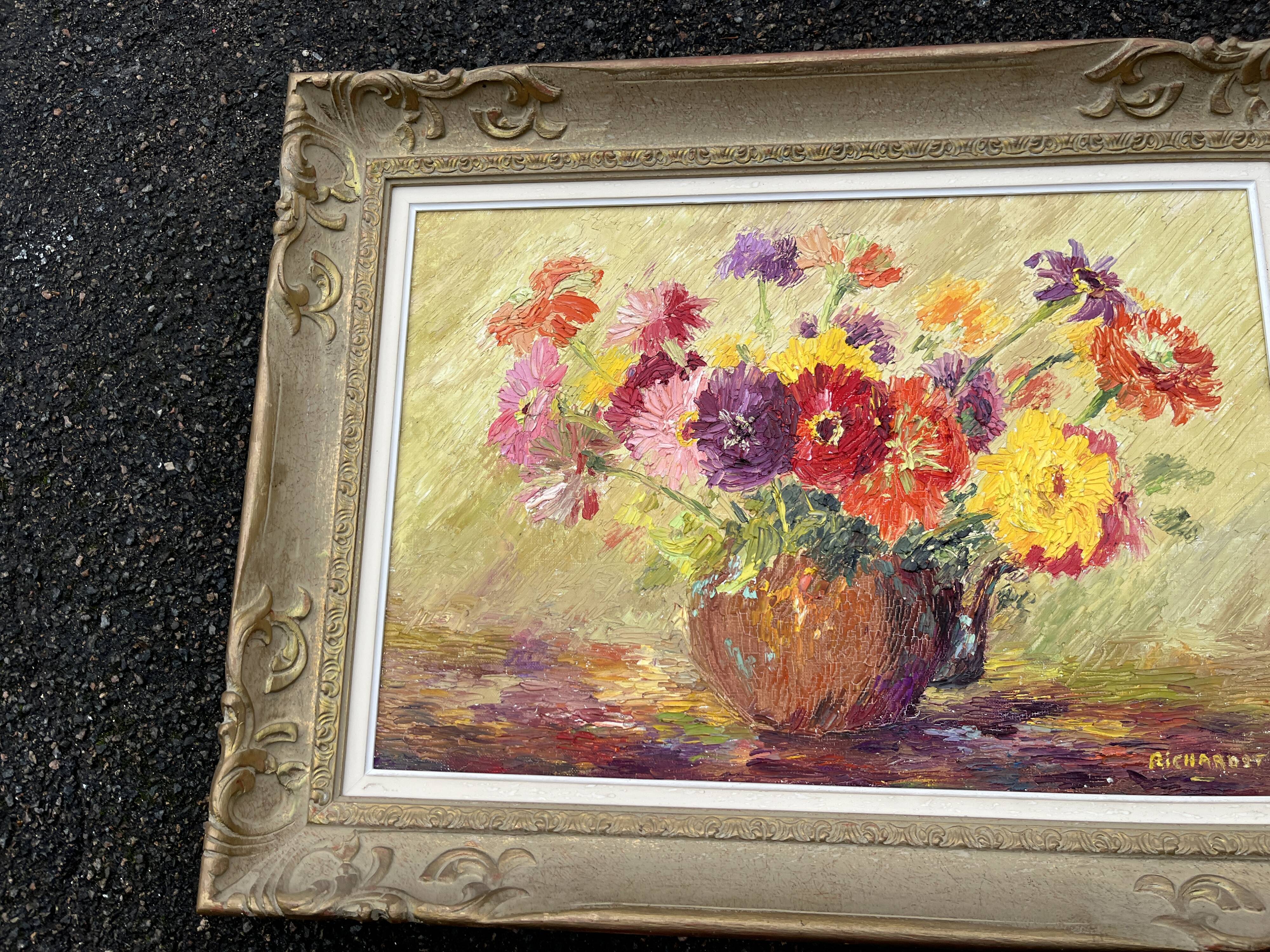 Painting of a bouquet of flowers, signed richard, 69 x 51