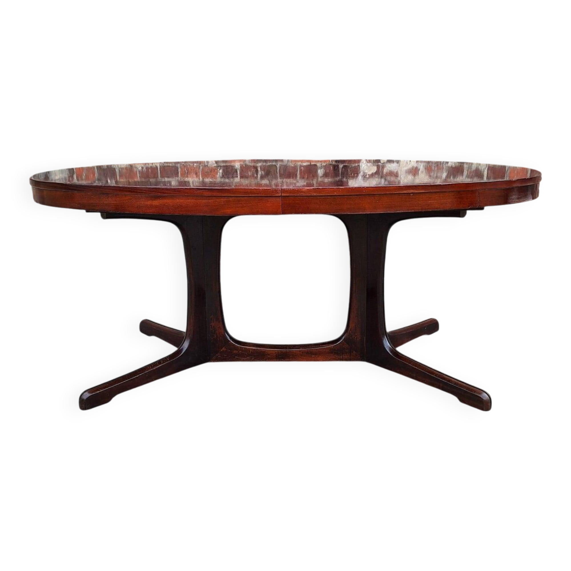 Large vintage Baumann table in rosewood with extensions, antique furniture.