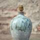 Vintage blue/grey glazed stoneware lamp, round lamp base, lamp stand.