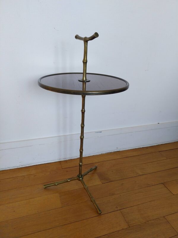 Table martini Maison Baguès imitation bambou en laiton sellette guéridon
