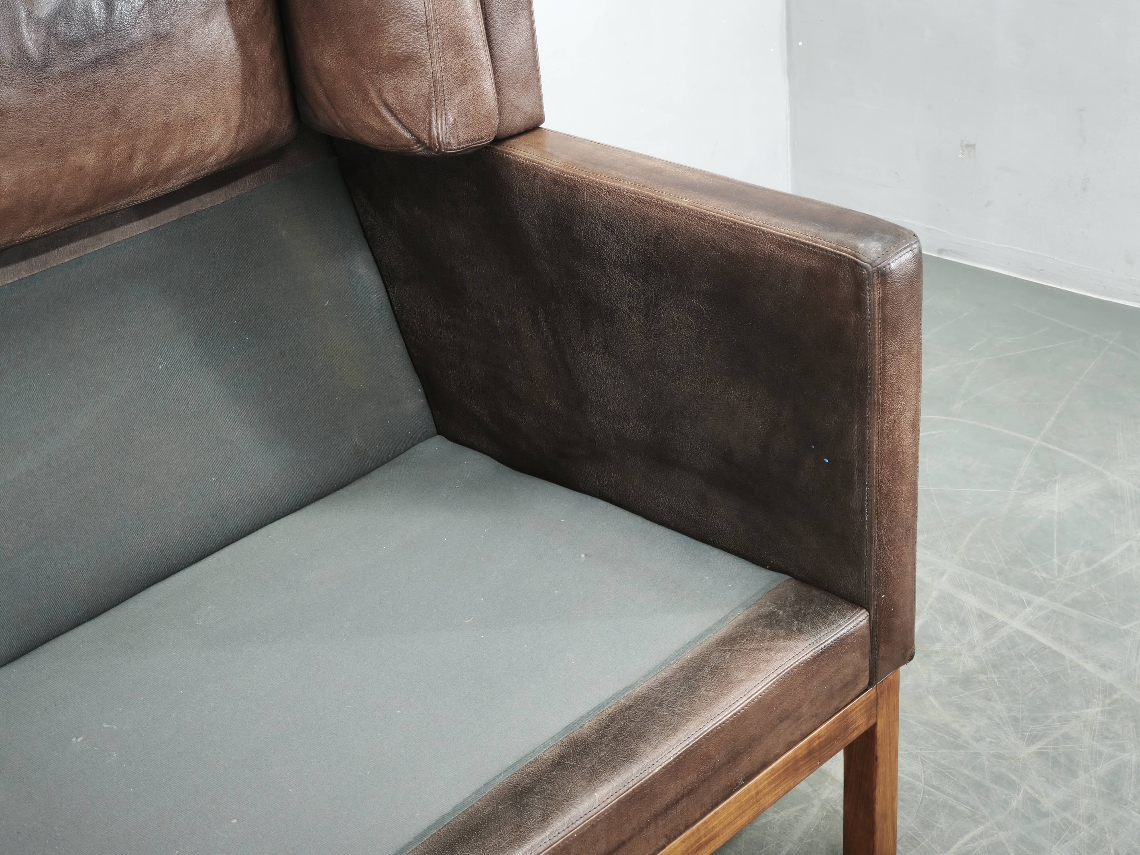 JK 922 Wagon Leather Sofa by Jørgen Kastholm, Denmark, 1960s