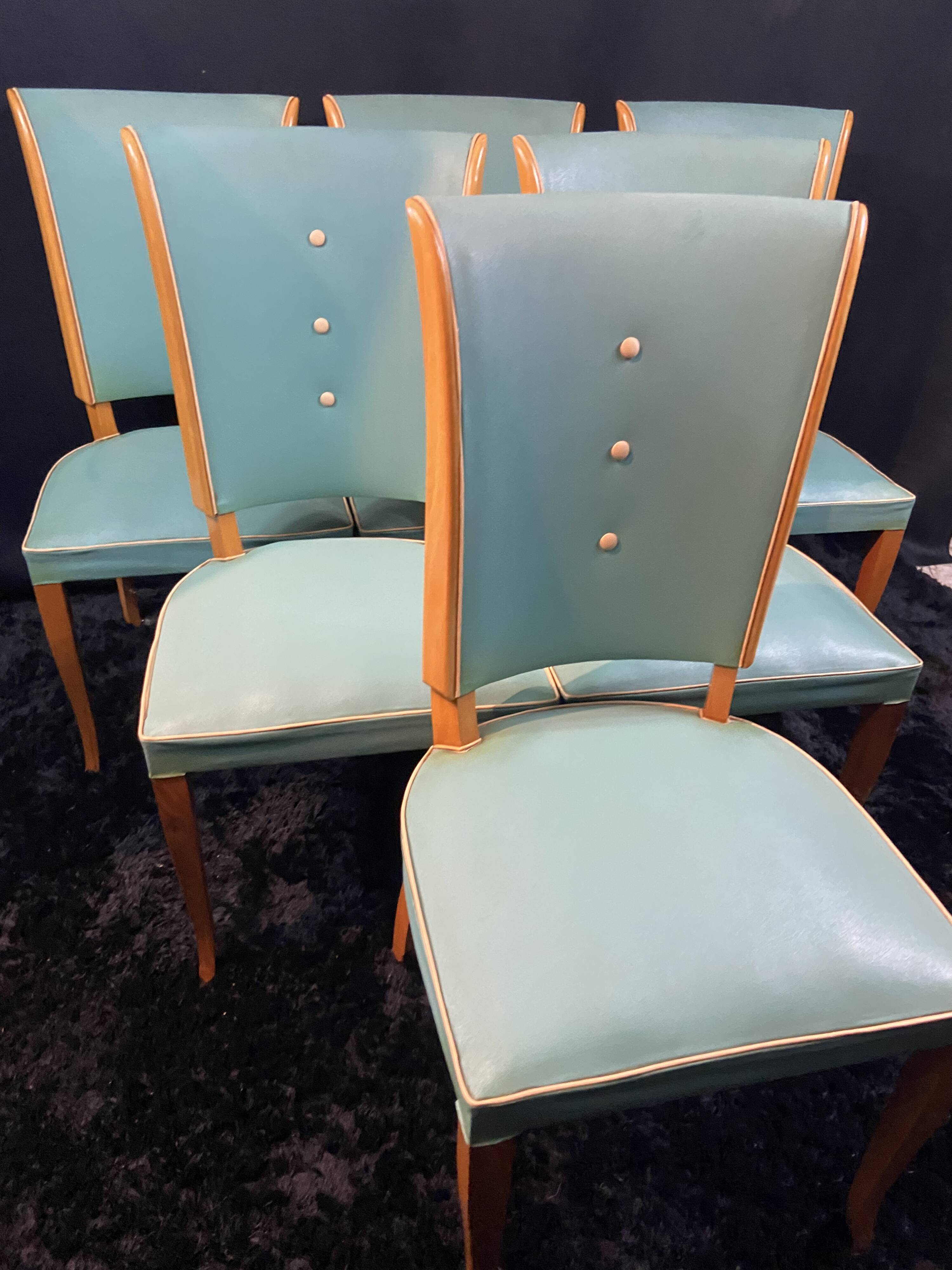 Suite 6 chaises design moderniste 1950