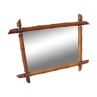 Miroir ancien en bambou 50 x 63 cm