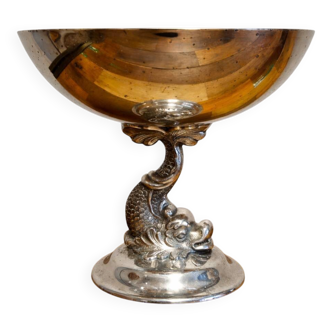 Silver-plated metal stand – dolphin decoration – menesés spain
