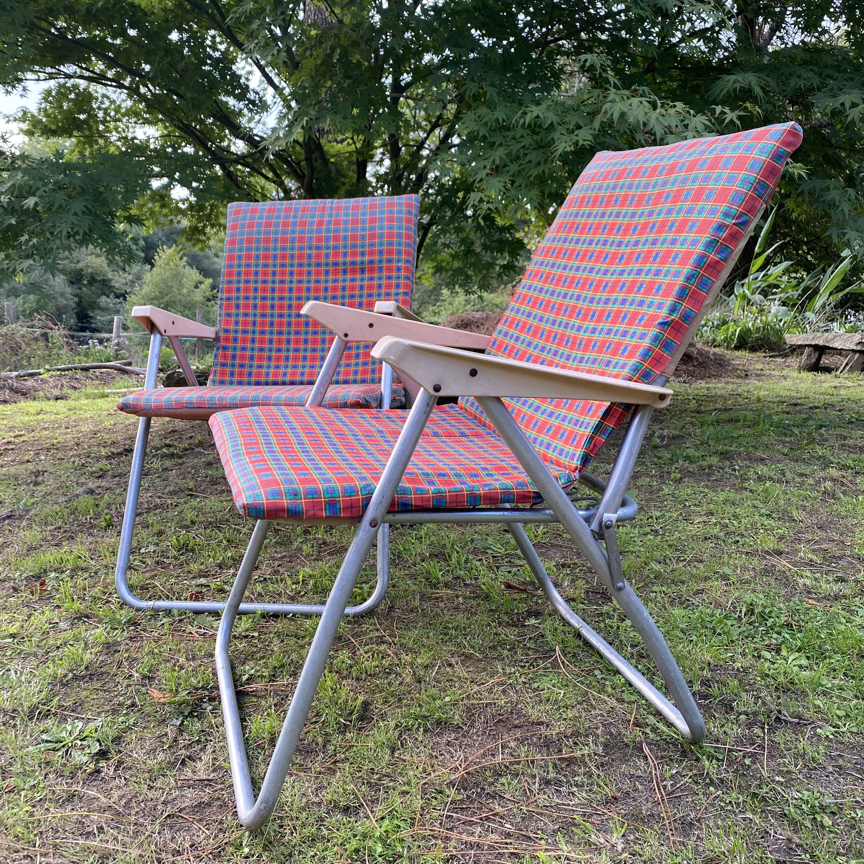 Pair of vintage Kettler Germany folding garden armchairs