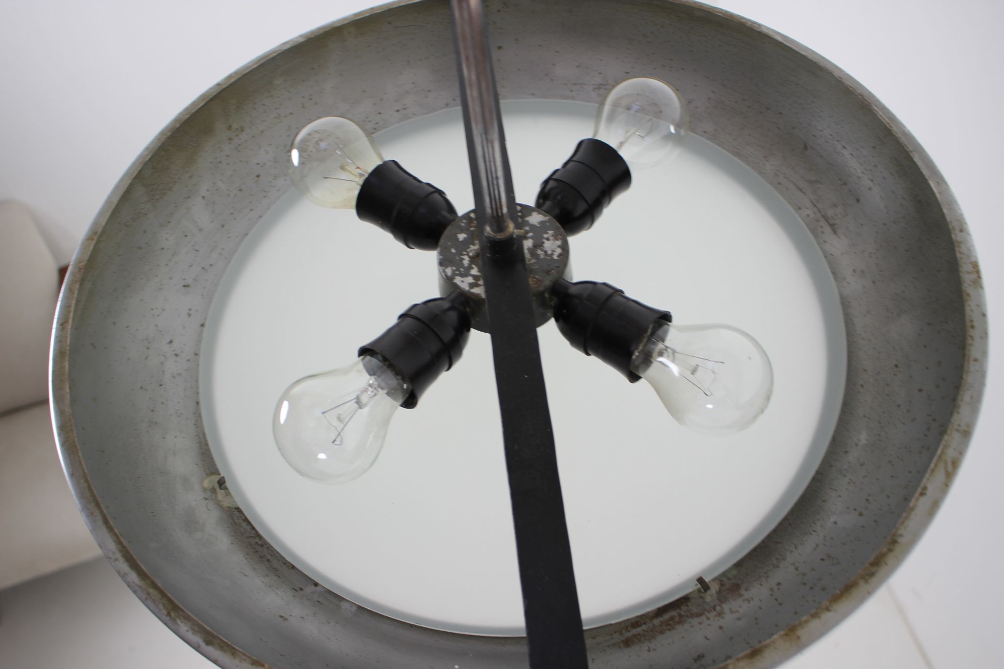 Functionalist chrome Pendant UFO by Josef Hurka for Napako, 1930s