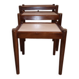 3 vintage Scandinavian white laminated teak nesting tables 1960 1970