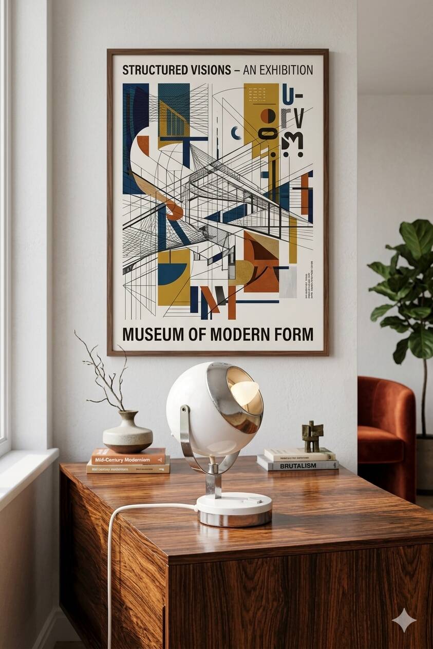 Lampe de bureau design moderne du milieu du siècle blanc chrome