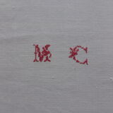 9 old linen towels embroidered MC with red thread