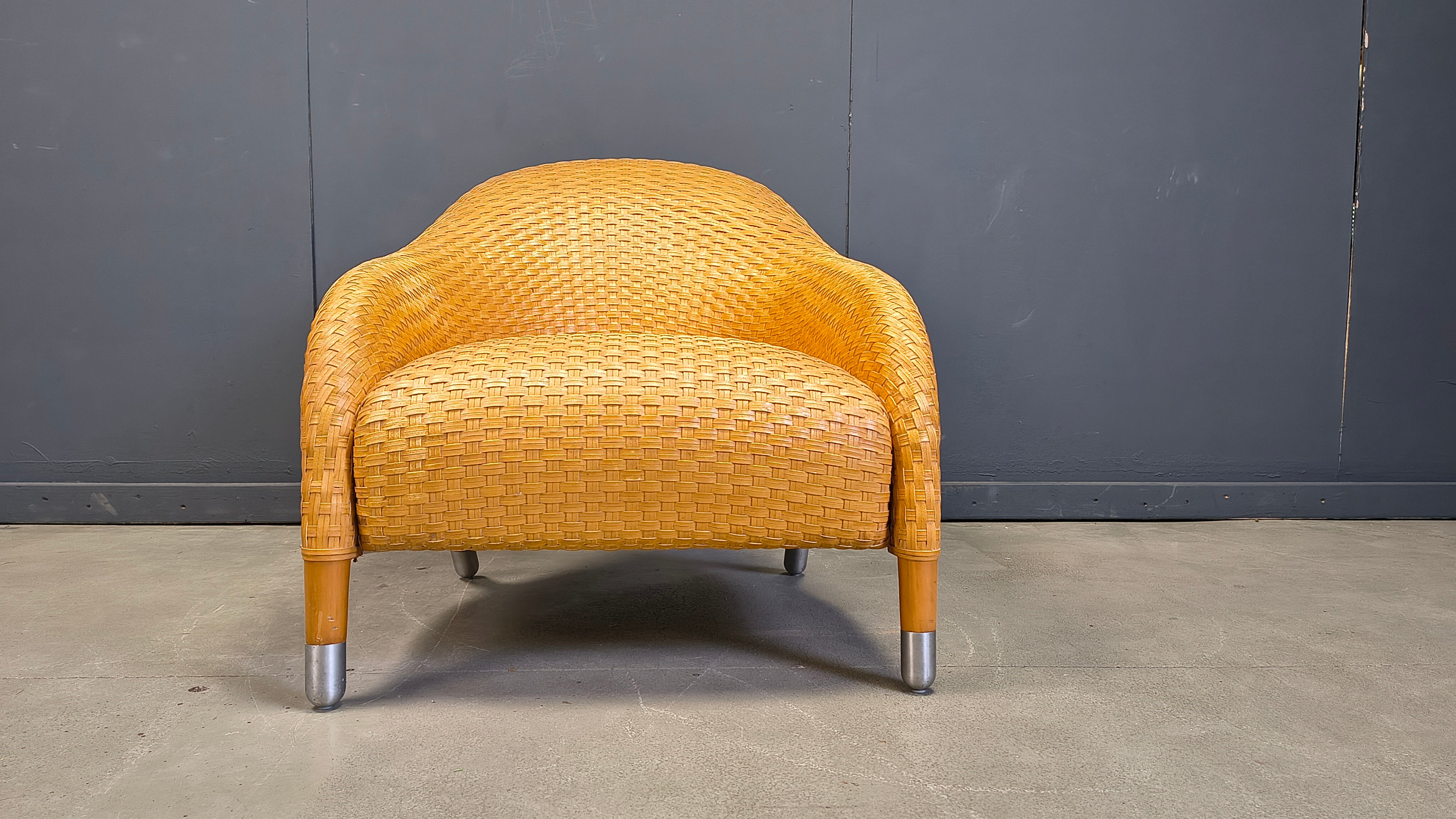 Antonio Citterio braided leather armchair, 1980s