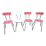 4 vintage red and white formica chairs