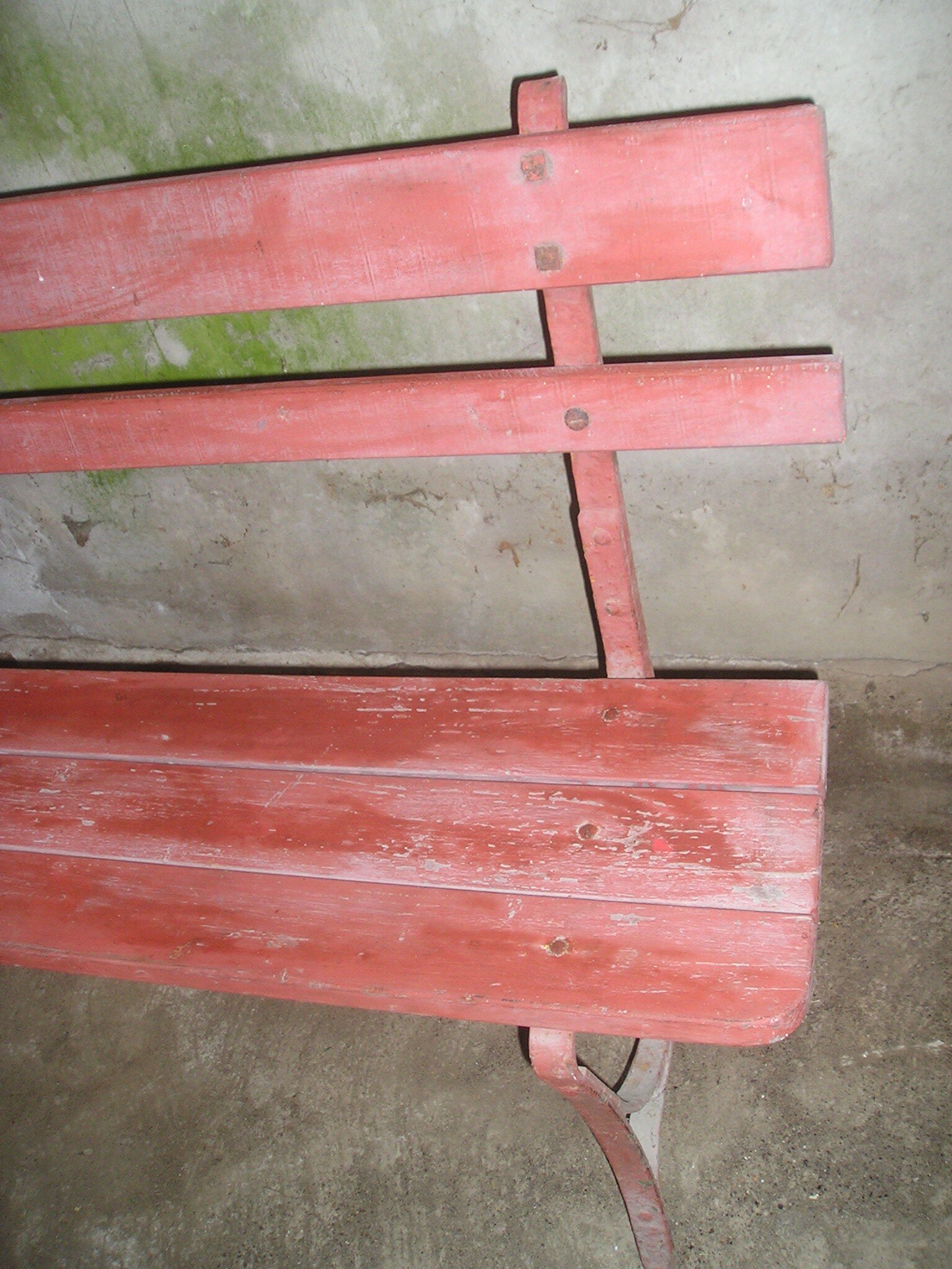 Garden bench wood metal early XXth "ox blood"