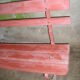 Garden bench wood metal early XXth "ox blood"