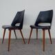 2 chairs in black skai compass legs Louis Paolozzi