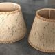Pair of vintage burlap and braid lampshades