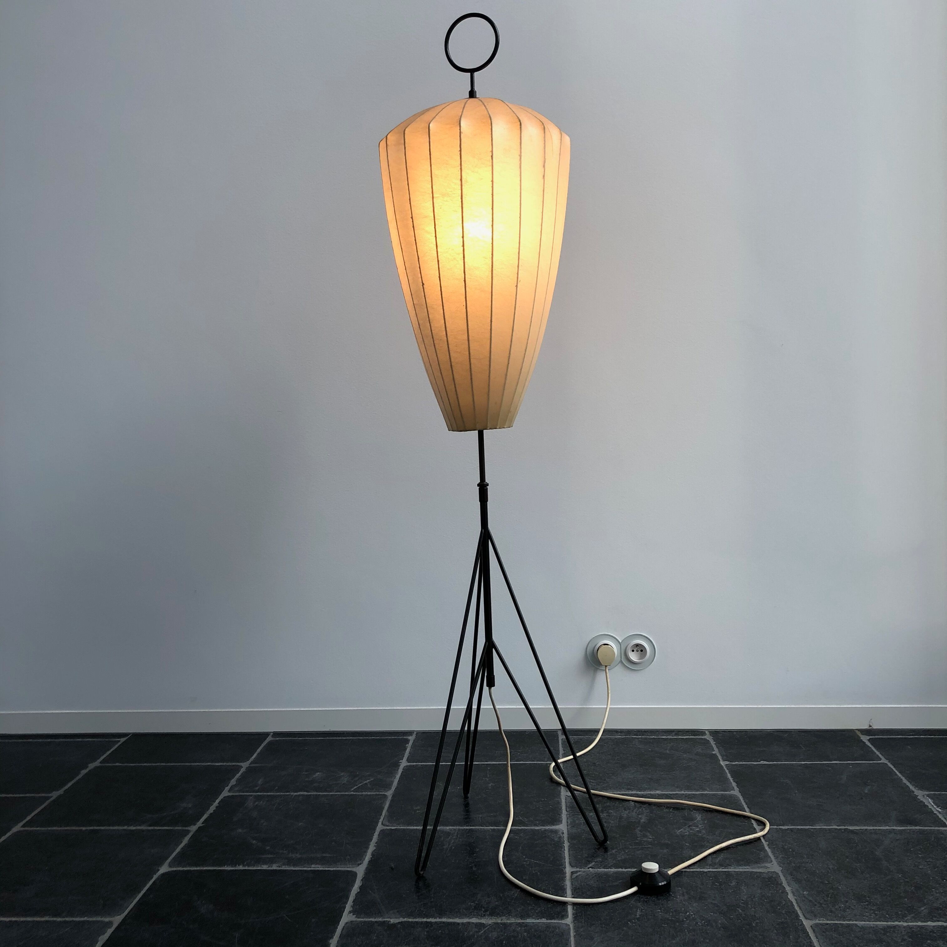 Tripod Cocoon Floor Lamp by H. Klingele for Artimeta, 1950s