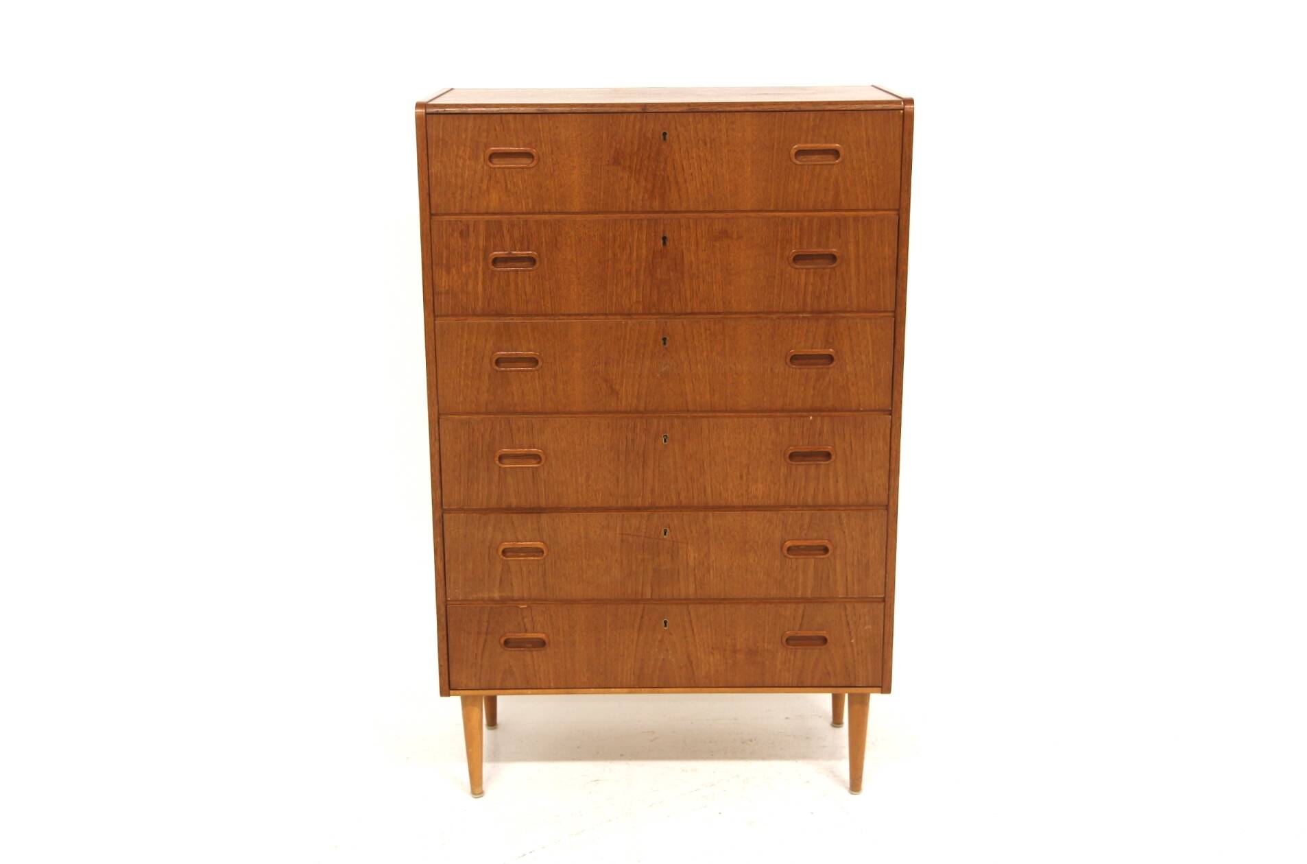 Scandinavian "tallboy" chest of drawers in teak, Sweden, 1950