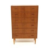 Scandinavian "tallboy" chest of drawers in teak, Sweden, 1950