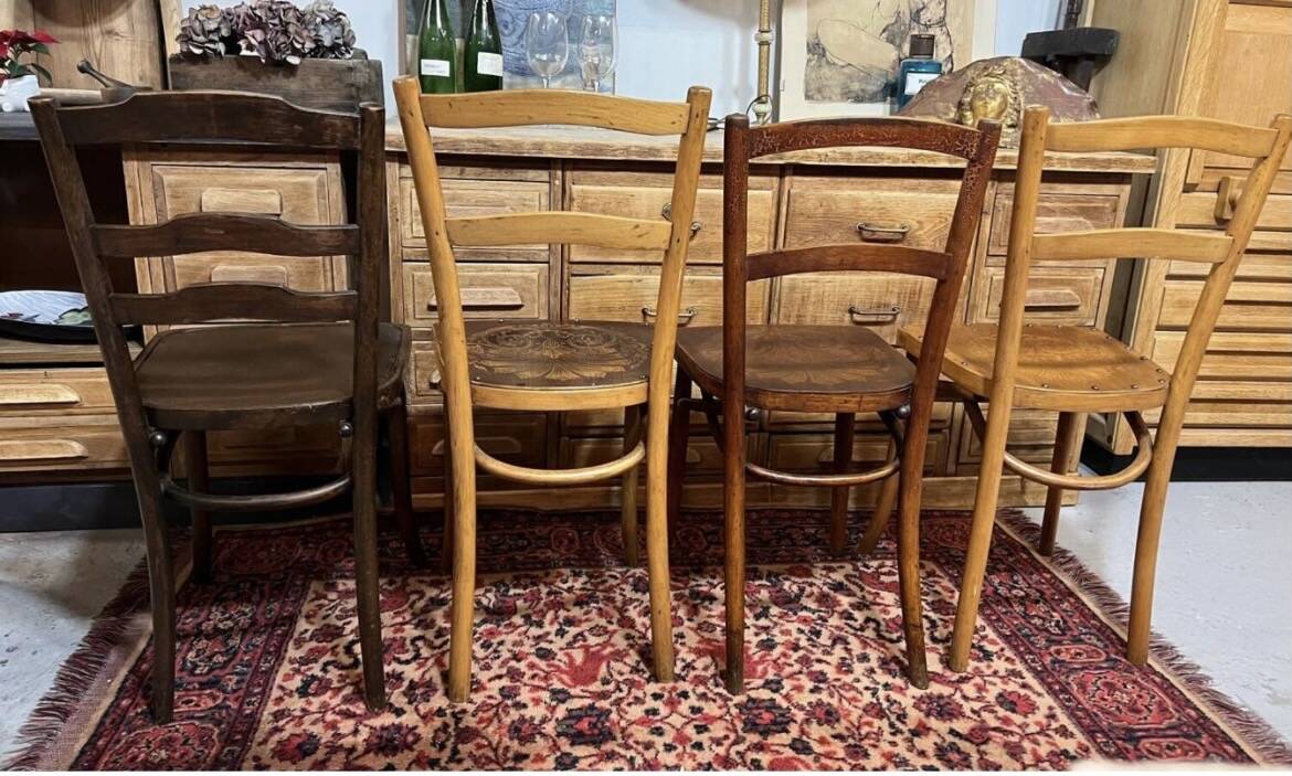 4 old bistro chairs