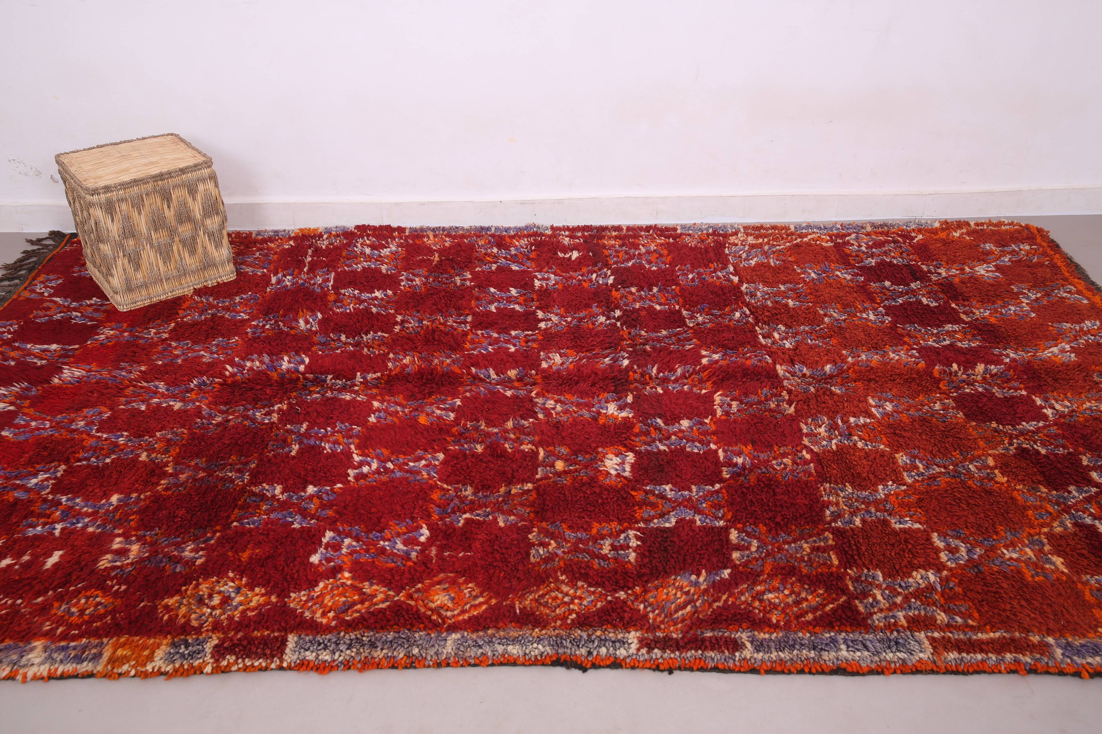Tapis marocain vintage rouge 203 x 342 cm - Tapis berbère - Tapis en laine fait main rare
