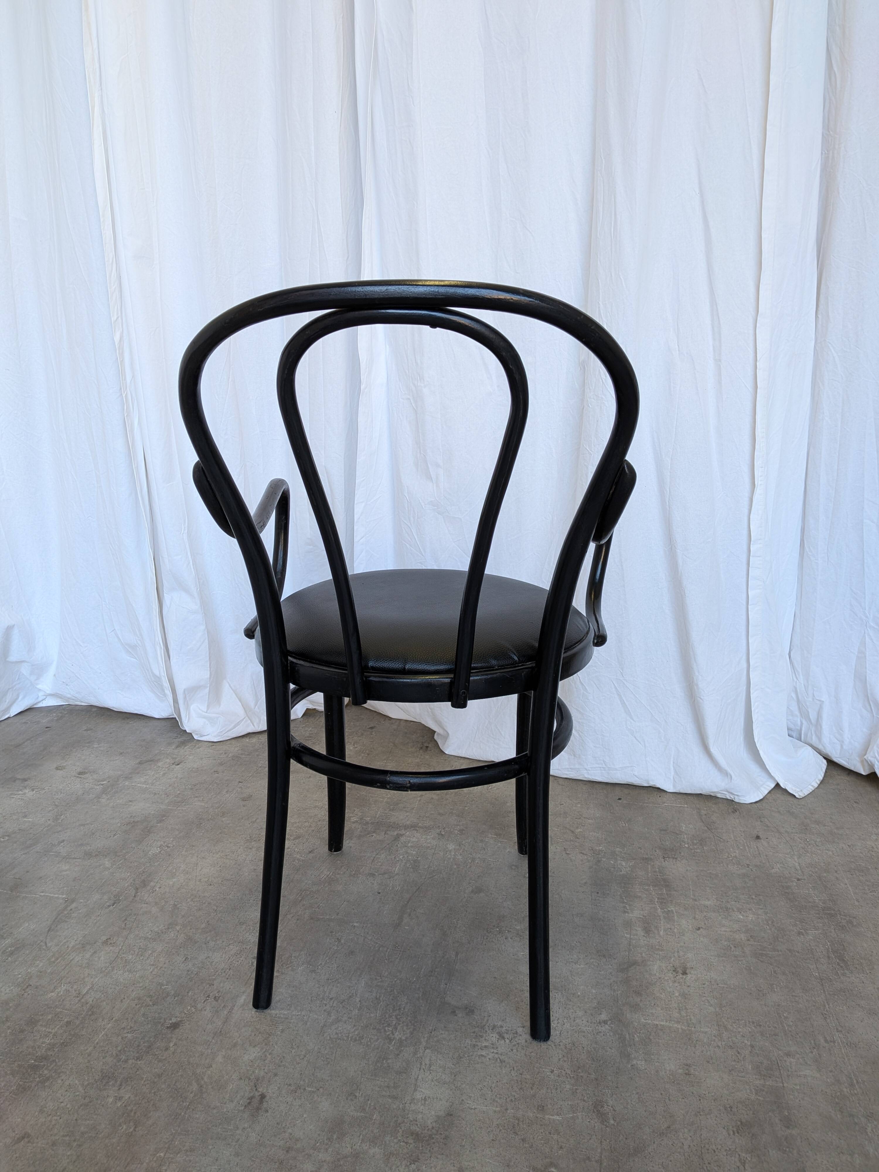 Vintage Thonet Style Dining Chair: Black Bentwood Cane Seat