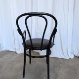 Vintage Thonet Style Dining Chair: Black Bentwood Cane Seat