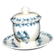 Moutardier ancien en faïence KG Lunéville décor fleuri œillet