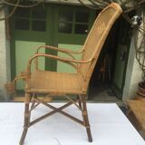 Red vintage décor rattan armchair